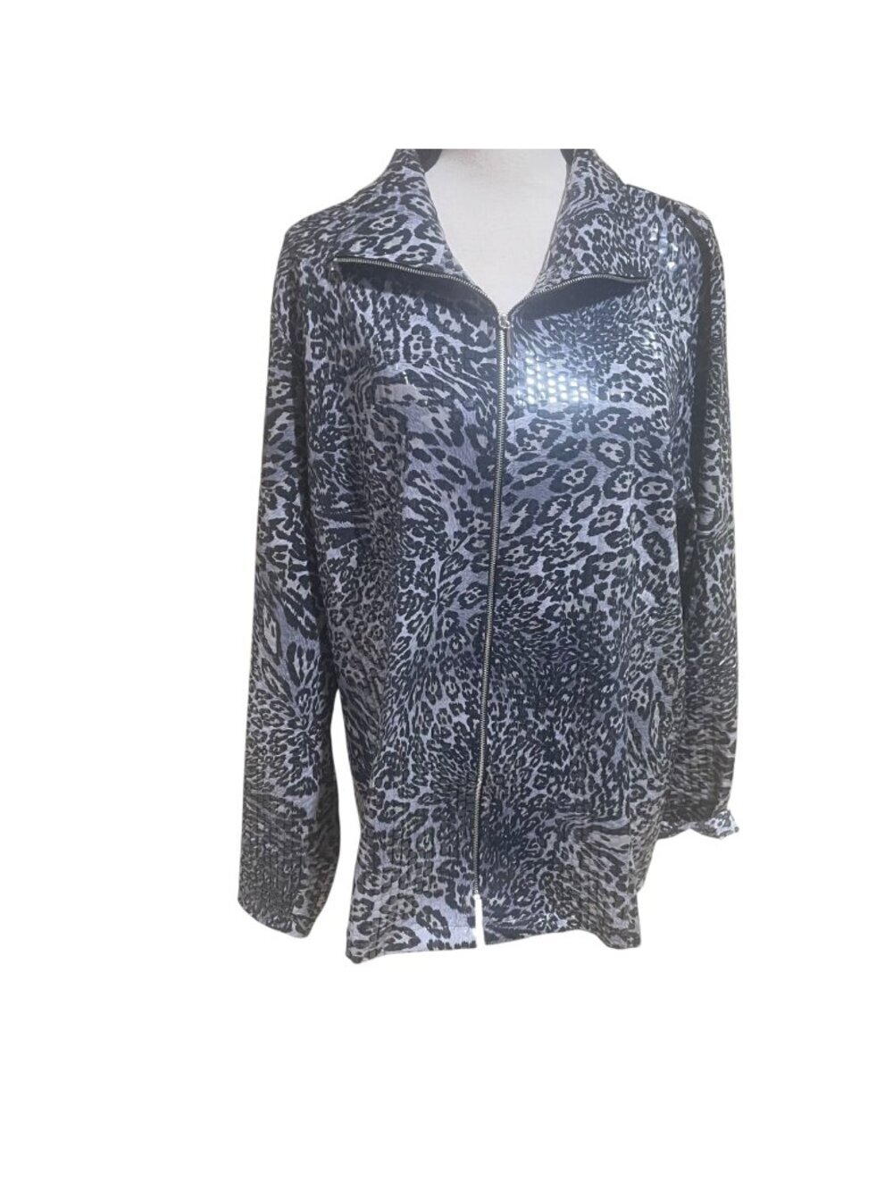 Misook animal print zipper front jacket